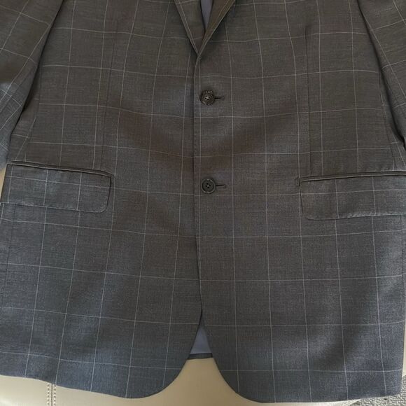 Saks Fifth Ave Black Label Tropical Wool Men’s Blue Windowpane Jacket. Size 42. - Picture 3 of 10